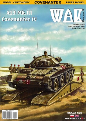 Card Paper Cut Out Model A13 Mk.III Covenanter IV + Laser Cut Frame Scale 1:25