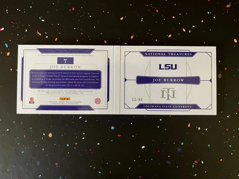 2020 Joe Burrow National Treasures Collegiate Booklet RPA /99 - Image 2 of 4