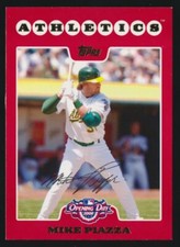 2008 Topps - Opening Day, Red Variation #24 Mike Piazza, Oakland Athletics, HOF.