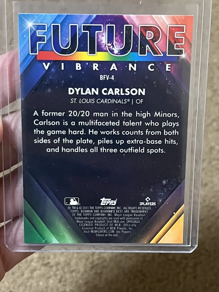 2021 Bowman's Best #BFV-4 Dylan Carlson Future Vibrance RC - St Louis Cardinals - Image 2 of 2