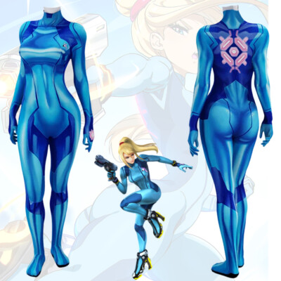 Samus Aran Bodysuit Metroid Costume Cosplay suit Adult and kids