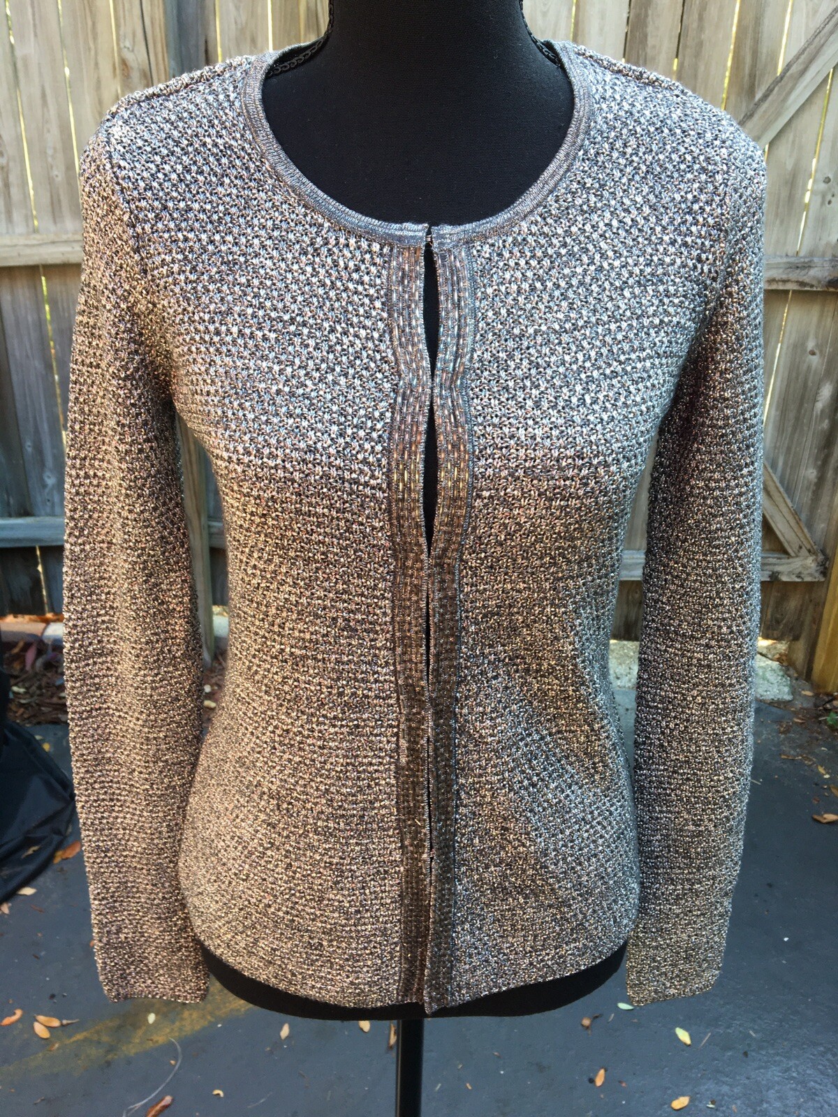 Charter Club Metallic Silver & Gray Cotton Sweater Size P/P