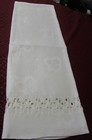 Antique Nubby Linen Bath Towel Ornate Drawnwork Insets Shamrock Fabric Excellent