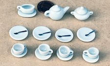 Dolls House Tea Set White Ceramic 22 Piece Hand Painted TS4 tumdee