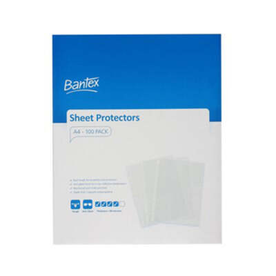 Bantex A4 Clear Embossed tough Sheet Protectors Reinforced Edge Box of 100