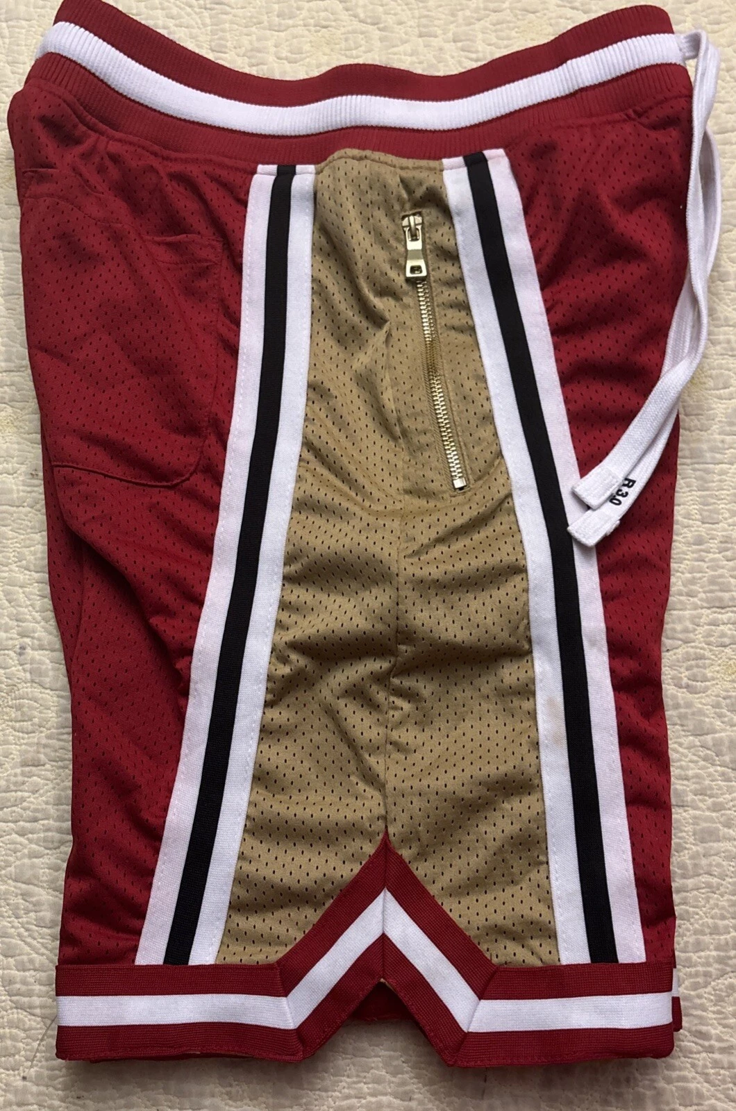 Pantaloncini Jordan Craig Legacy Edition Uomo ROSSO Bianco e Oro Poliestere Tg S Nuovi con etichette