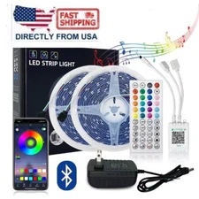 32.8ft 16.4ft LED Strip Lights 5050 RGB Bluetooth Color Change Remote for Rooms