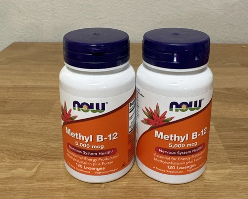 NOW FOODS Methyl B-12 5,000 mcg - 120 Lozenges EXP 08/2025 Pack Of 2