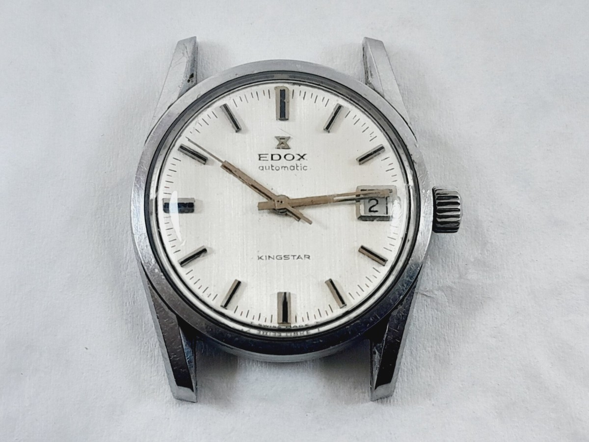 VINTAGE EDOX AUTOMATIC KINGSTAR 21 JEWELS STEEL SIZE CAISE