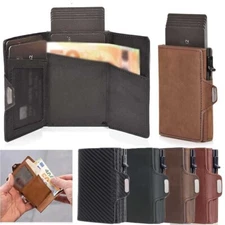 Pop-Up Credit Card Case w/RFID Protection Wallet w/Compartment for Notes & Coins