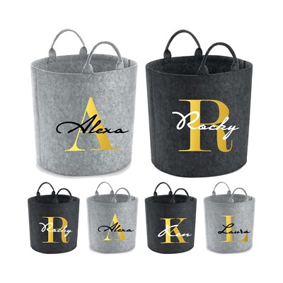 Personalised Your Name Initial Alphabet Name Toy Storage Box Felt Trug ...