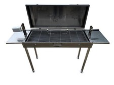 Large Stainless Steel Charcoal BBQ with Rotisserie & Lid Portable Model EV-6R