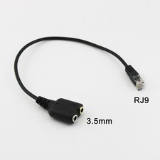 1x RJ9 to Dual 3.5mm Jack Adapter Convertor Cable for PC Headset Telephone 25cm