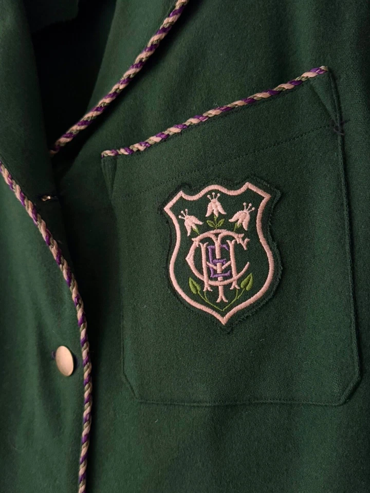 古董 ≈1930 年代英国大学女式划船羊毛绿色夹克 M 码 — 第 4/4 张图片