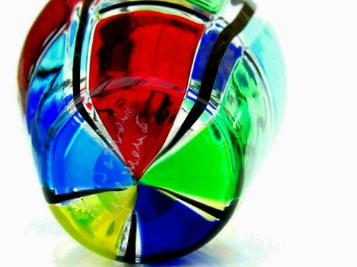 Vaso firmato lusso Murano Ballarin Art Glass Pezzato Studio bulbo forma libera ottime condizioni - Foto 9 di 10