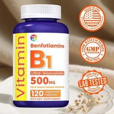 Thiamine Capsules - as Vitamin B1, Thiamine B1 Supplement, Thiamine 500mg
