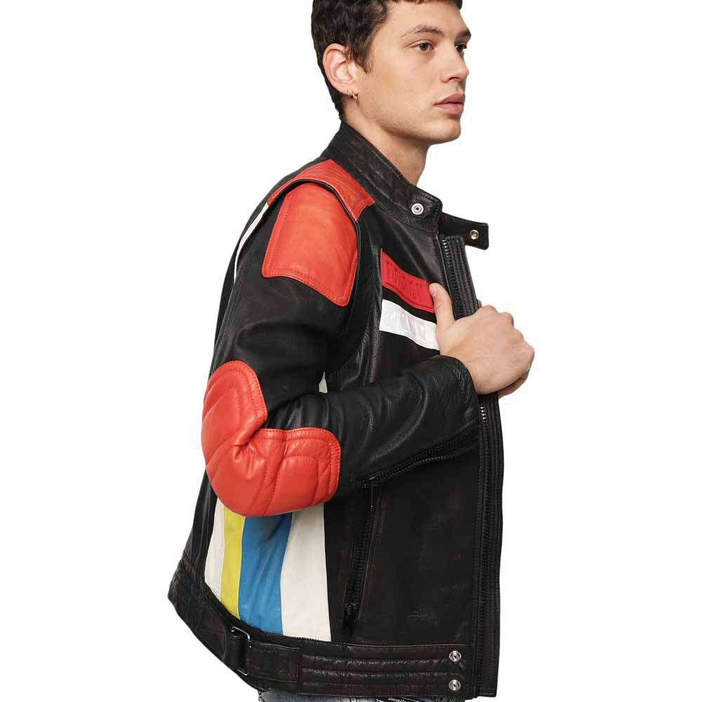Diesel Men's L Yuja Men's 100% Leather Biker Jacket Size Diesel Men's L Yuja Men's 100% Leather Biker Jacket Size