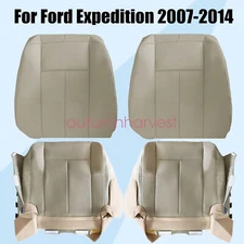 Fits 07-14 Ford Expedition Driver Passenger Bottom-Top Leather AC Seat Cover Tan