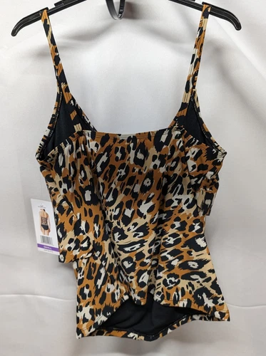 Into The Bleu 2 Piece Tiered Top Animal Print Swimsuit Size Small NWT