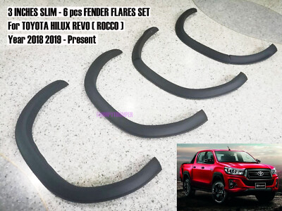MATTE BLACK 3'' SLIM FENDER FLARES FOR TOYOTA HILUX REVO WIDEBODY 2018 2019 2020