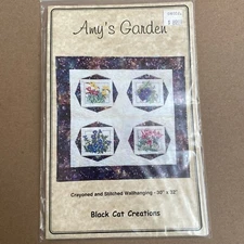 Amy's Garden Flowers Wallhanging Pieced Embroidered Quilt Pattern 30x32