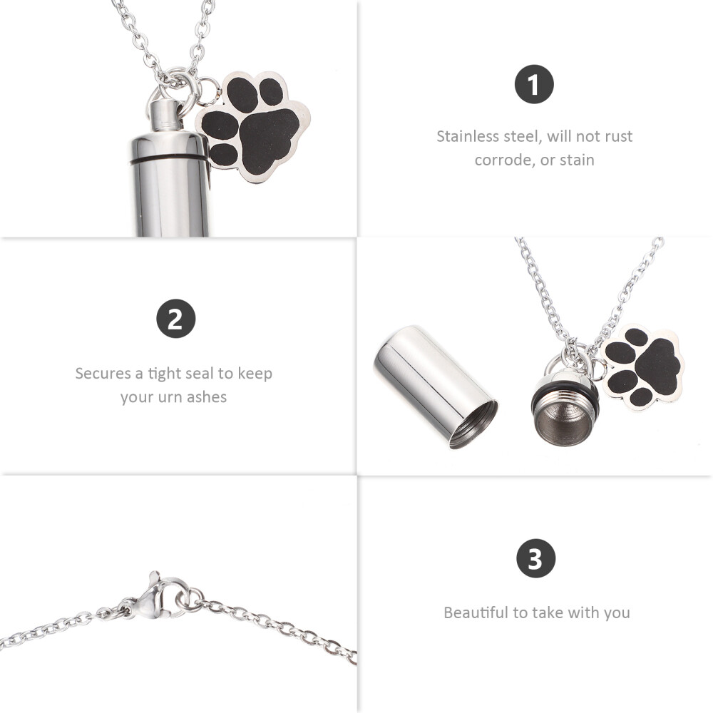 Crystal Dog Paw Print Ashes Necklace Pet Memorial Urn Jewelry Pendant ...