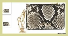 Guess Wallet Coin Purse Case small Pouch ID Card Holder Zip Keychain Gusset 