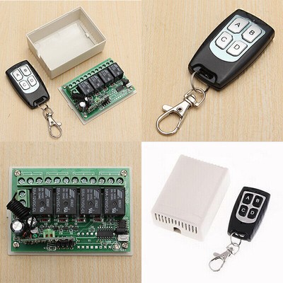 DC 12V 4-Kanal 433MHZ Wireless Funk Fernbedienung.Schalter Sender mit Empfaenger