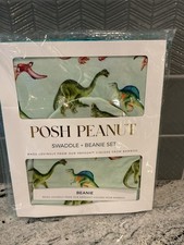 Posh Peanut Newborn Dino Swaddle  Beanie Set Bamboo Viscose NIB Baby Gift