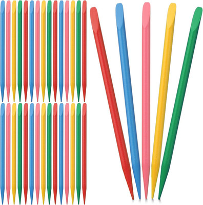 30 Pcs Colorful Wooden Stylus for Scratch Art, 5 Colors Colored Craft Sticks Hea