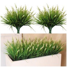 Outdoor Artificial Flowers 12 Bundles Plastic Plants Faux White Flower Fake M...