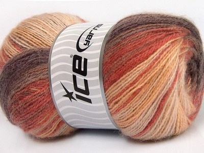 4-Skein Lot Angora Active Yarn Fine 4x100g/500m Maroon Copper Cream