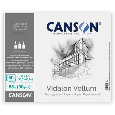 Canson Artist Series Vidalon Vellum Pad 14''X17''-Fold Over,50 Sheets - 5A00366D-1