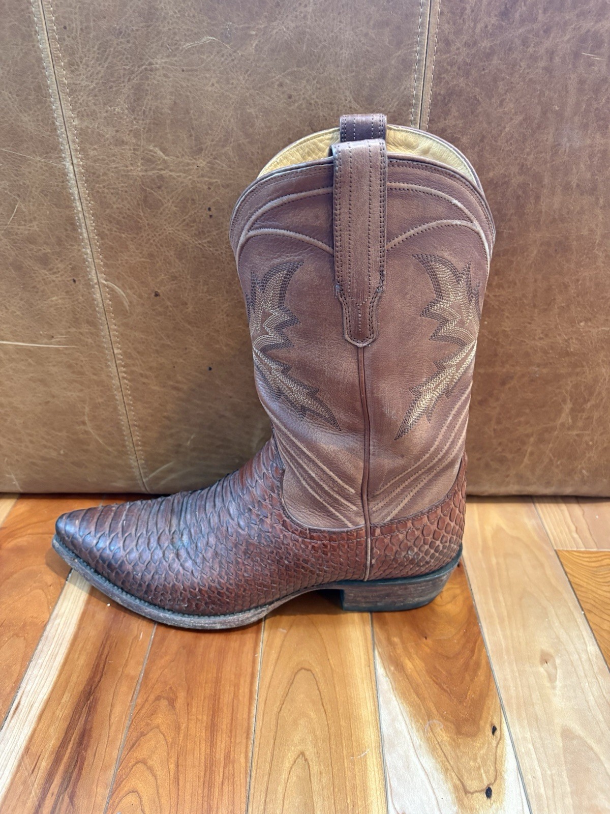 Tecovas The Barrett Snip Toe Python Skin Cowboy B… - image 2