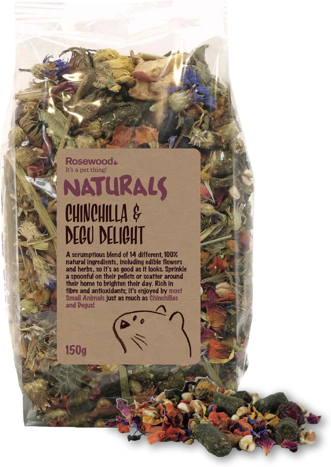Rosewood Naturals Chinchilla & Degu Delight, Small Animal Treat for Rabbits, Gui