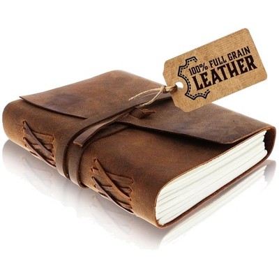 Handmade Leather Journal Notebook - 7x5 Inch Blank Pages