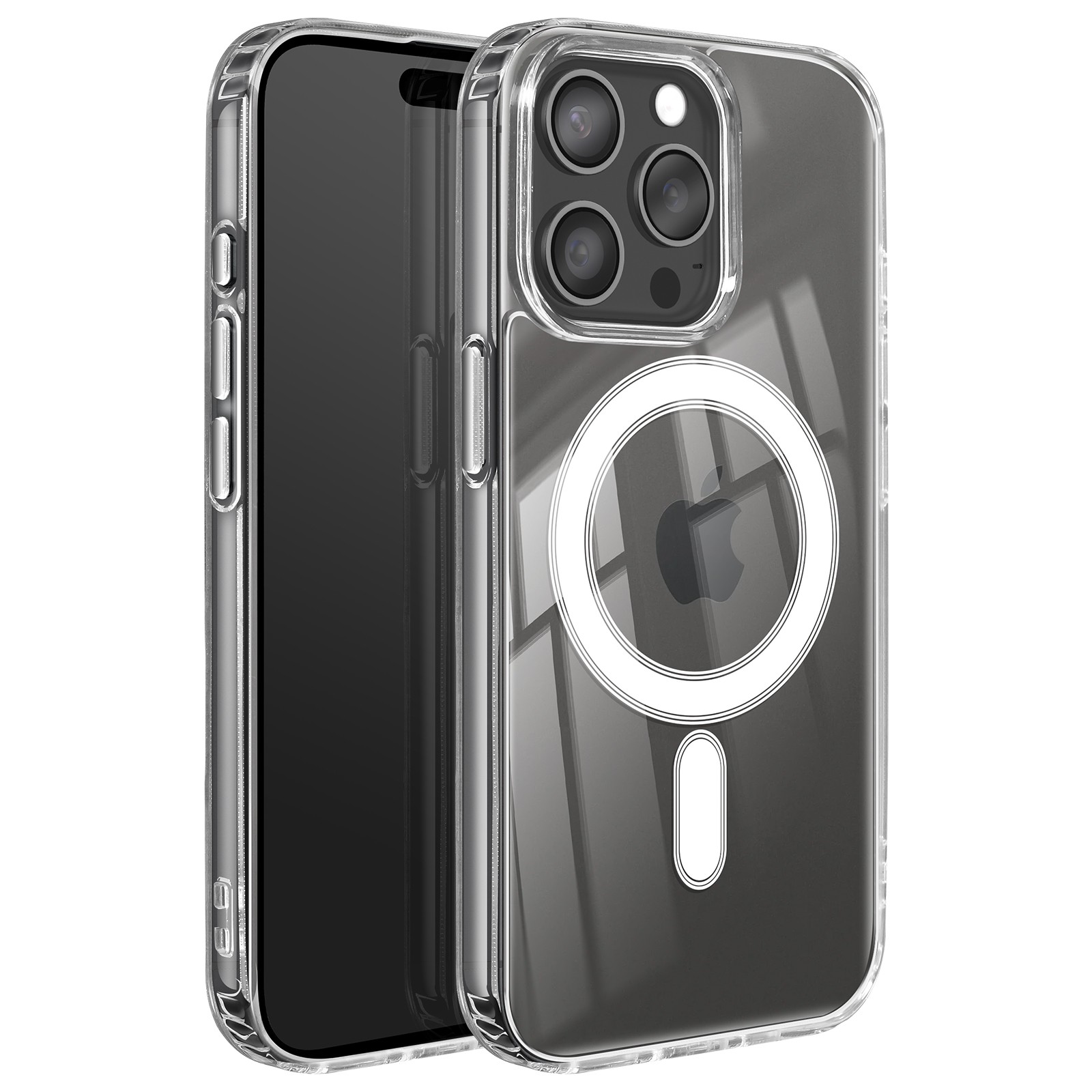 Coque de protection transparente MagStick haut de gamme pour iPhone 15 Pro Max