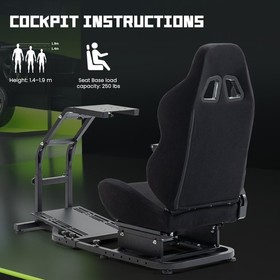 Hottoby Racing Wheel Stand Sim Cockpit With Black Seat Fit Fanatec Club Sport SQ