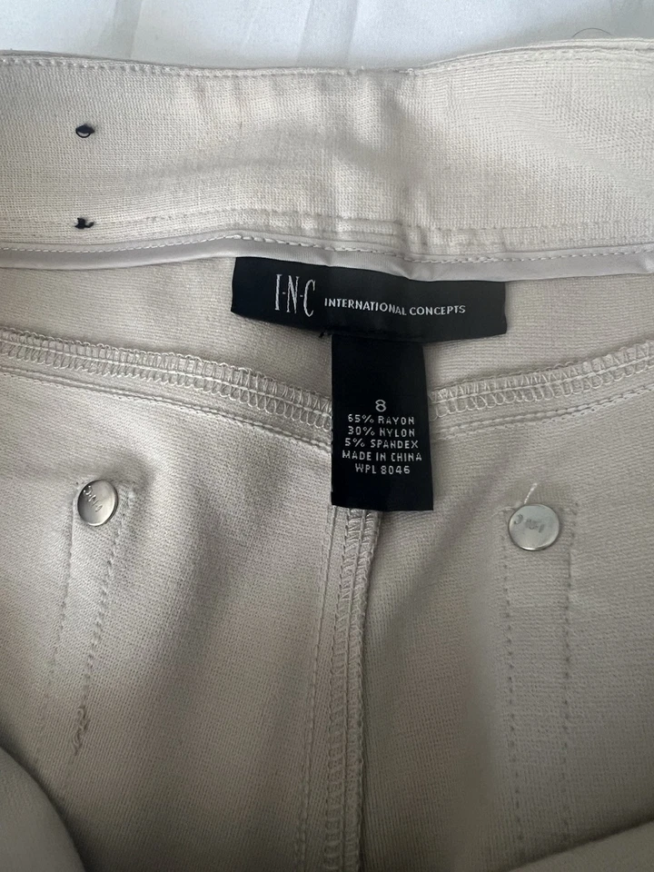 Para mujer INC International Concepts BNWT sapo beige pierna ajustada ajuste regular talla 8 Foto 3 de 4