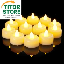 Amagic 12/24/50/100/150 Pack Flameless LED Tea Lights Candles 12 Pack, Ivory 