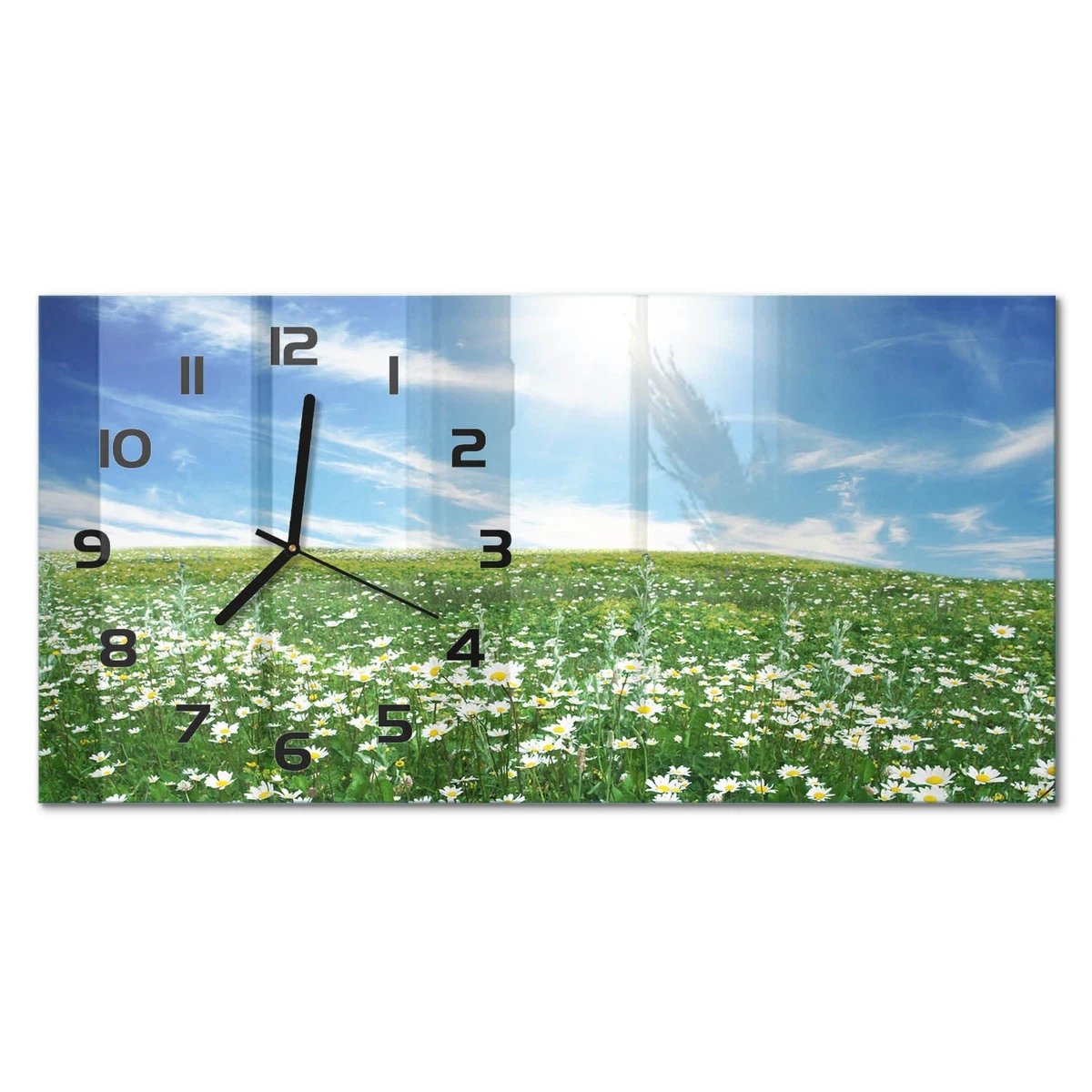 Reloj de Pared Rectangular Horizontal de Vidrio Templado Premium Prado 60x30 cm