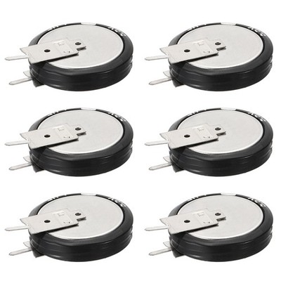 6 Pcs 5.5V Super Capacitors, 1F V-Shaped Button Capacitor, Black