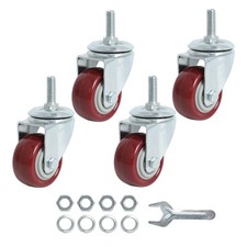 Finnhomy Swivel Caster Wheels 2 Inch Heavy Duty 5/16"- 18x1" (No brake), Red 