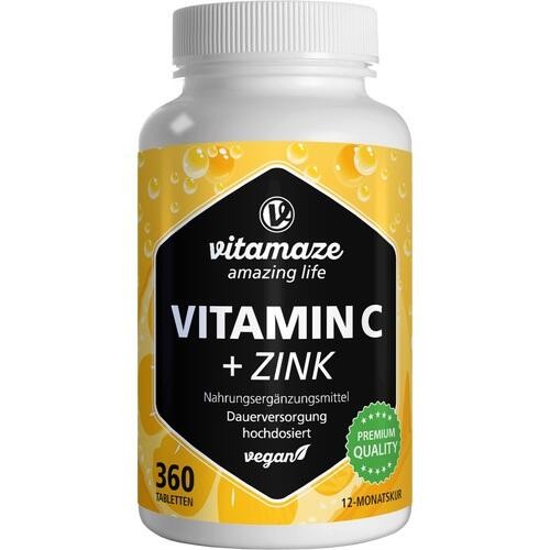 Vitamin C 1000 Mg Hochdosiert+Zink Vegan Tabletten 360 St. Pzn 18601088-image