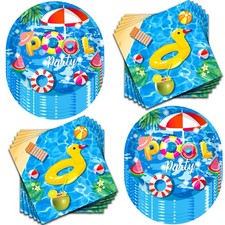 GOGUOGOFA 80Pcs Pool Party Supplies Summer Set 7", 6.5",, Blue