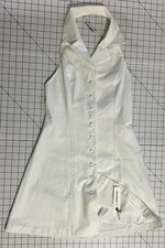 Commense White Cotton Halter Top Dress Button-up Mini New Size S