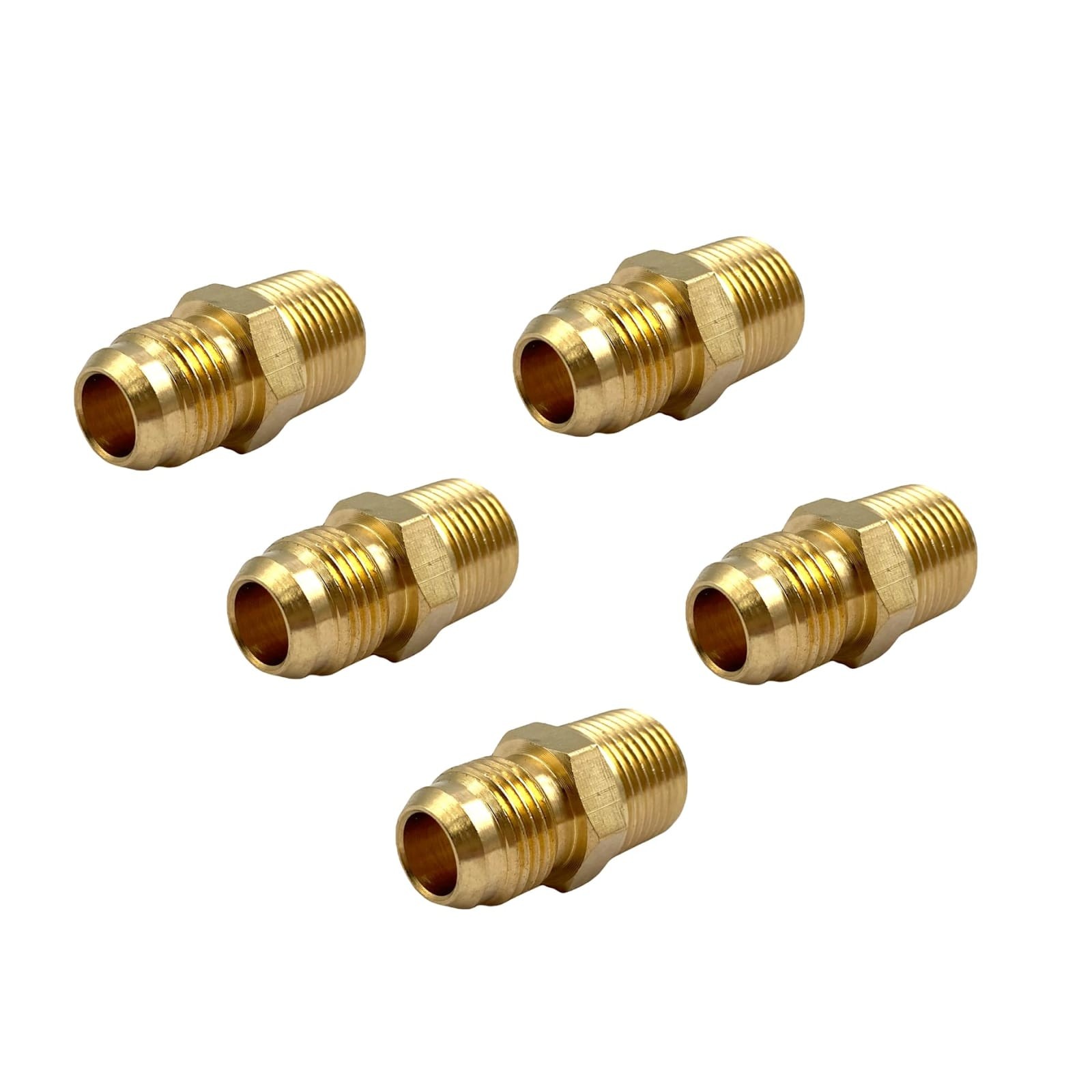 5pcs 3/8" Flare x 3/8" Male NPT Brass Half Union Gas Tube Fittings