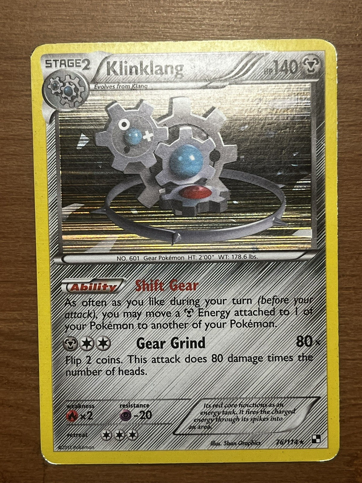 Klinklang - 76/114 - Cracked Ice Holo Rare - Black & White Pokemon Card