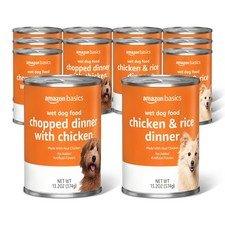 Amazon Basics Wet Dog Food Variety Pack - Chopped Ground Dinner, Chicken & Rice