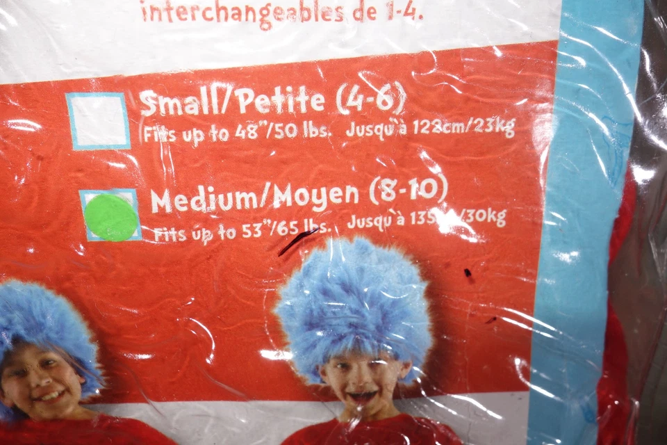 Dr Seuss Thing 1 2 3 4 Cat in the Hat Deluxe Kids Costume w/Wig, Medium 8-10 - Image 4 of 4